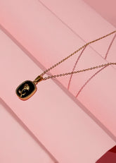 Black Oval Rose Pendant