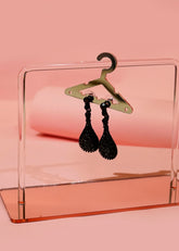 Black Beaded Teardrop Earrings