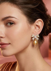Bow Pearl Drop Earrings