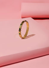 Textured Bangle with Green Stones