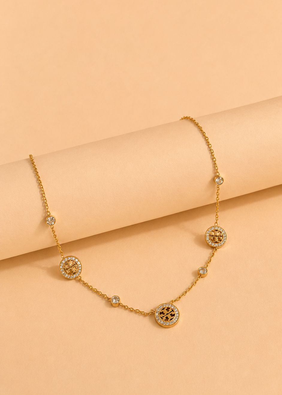 Pavé Emblem Medallion Necklace