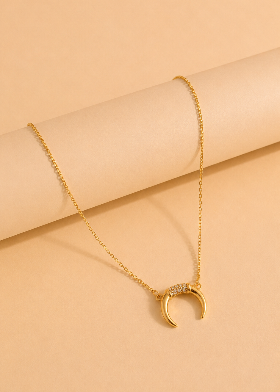 Crescent Moon Pavé Necklace