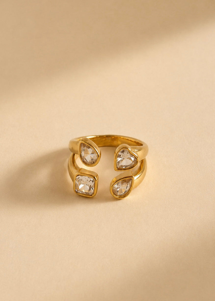 Diamond-Cut Quartet Ring
