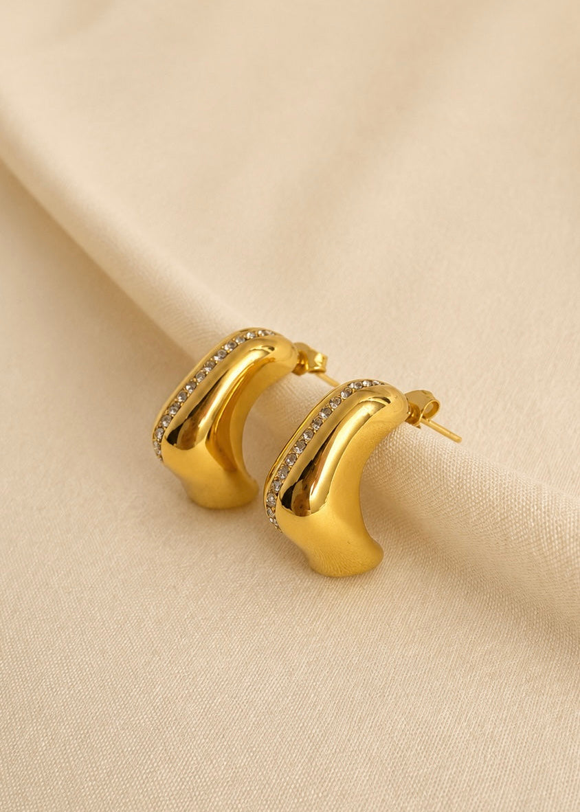 Curved Pave Edge Hoops