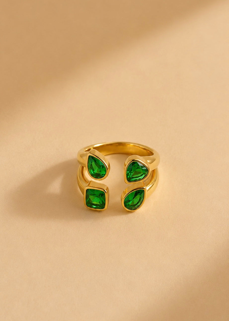 Emerald Bloom Cluster Ring