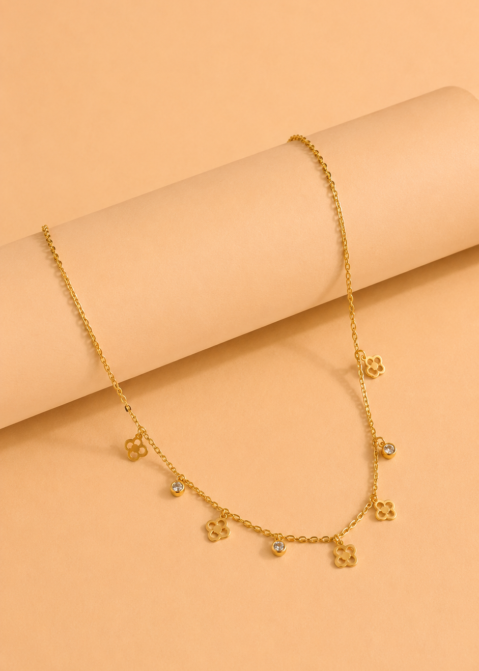 Clover Charm Station Necklace