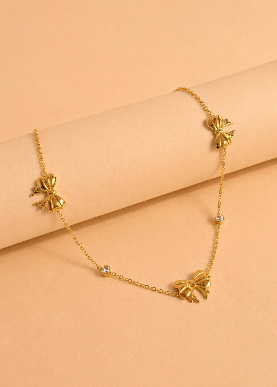 Triple Bow Station Necklace