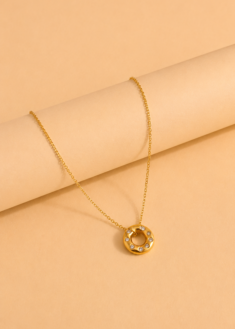 Pavé Halo Circle Necklace