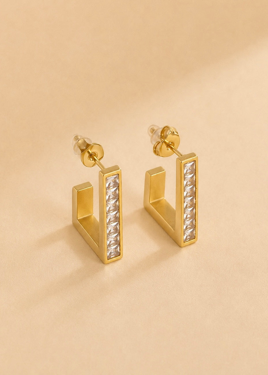 Deco Line Crystal Huggie Studs