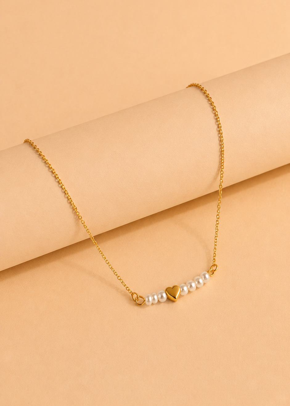 Pearl Heart Bar Necklace