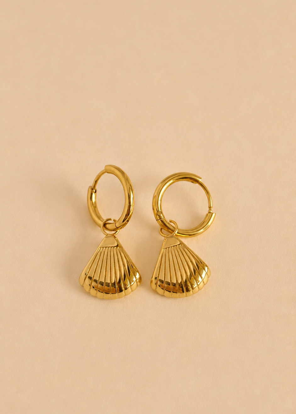 Sunray Shell Charm Huggie Hoops