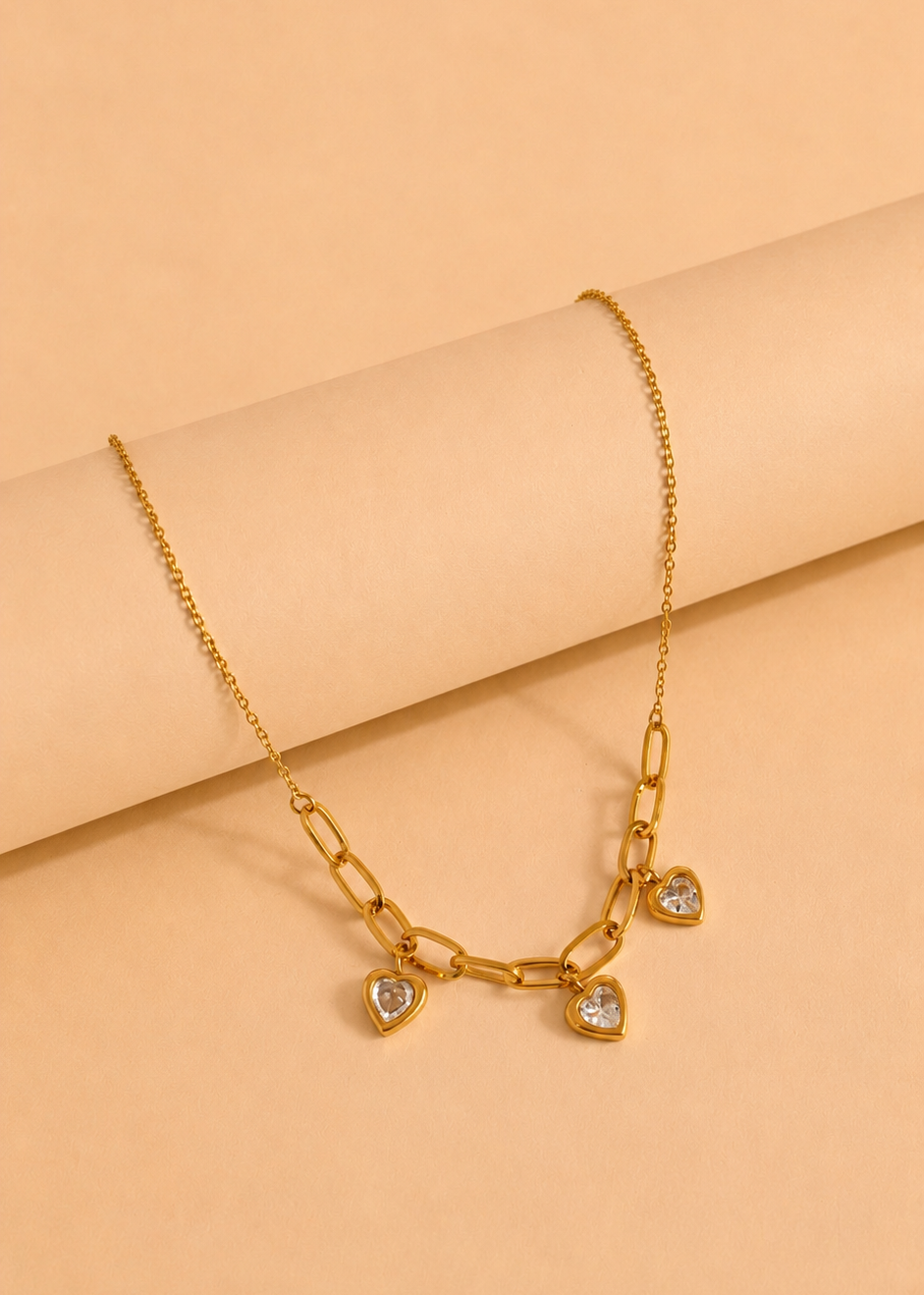Trio Heart Charm Necklace