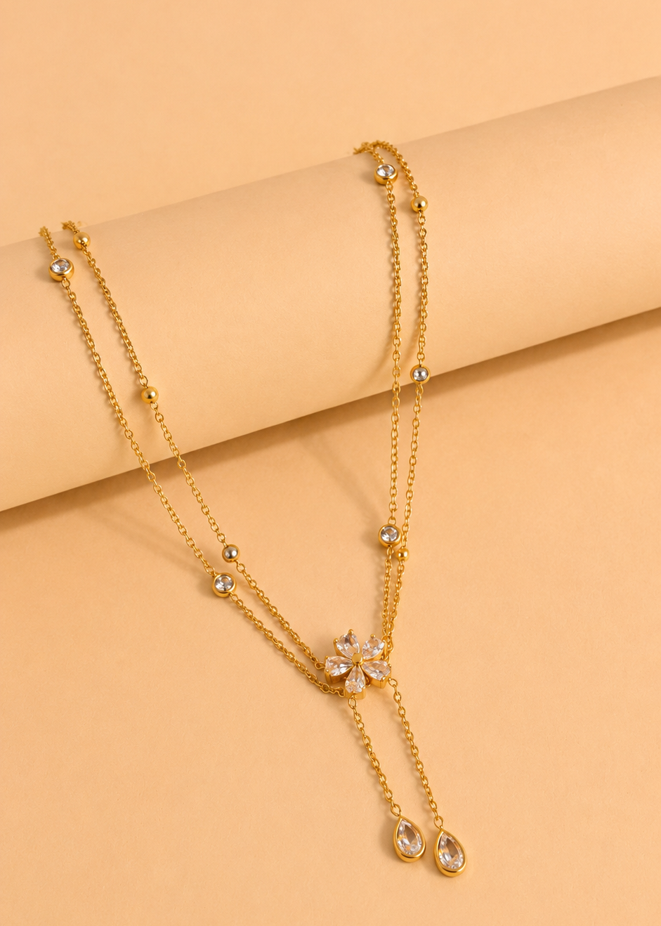 Crystal Drop Lariat Necklace