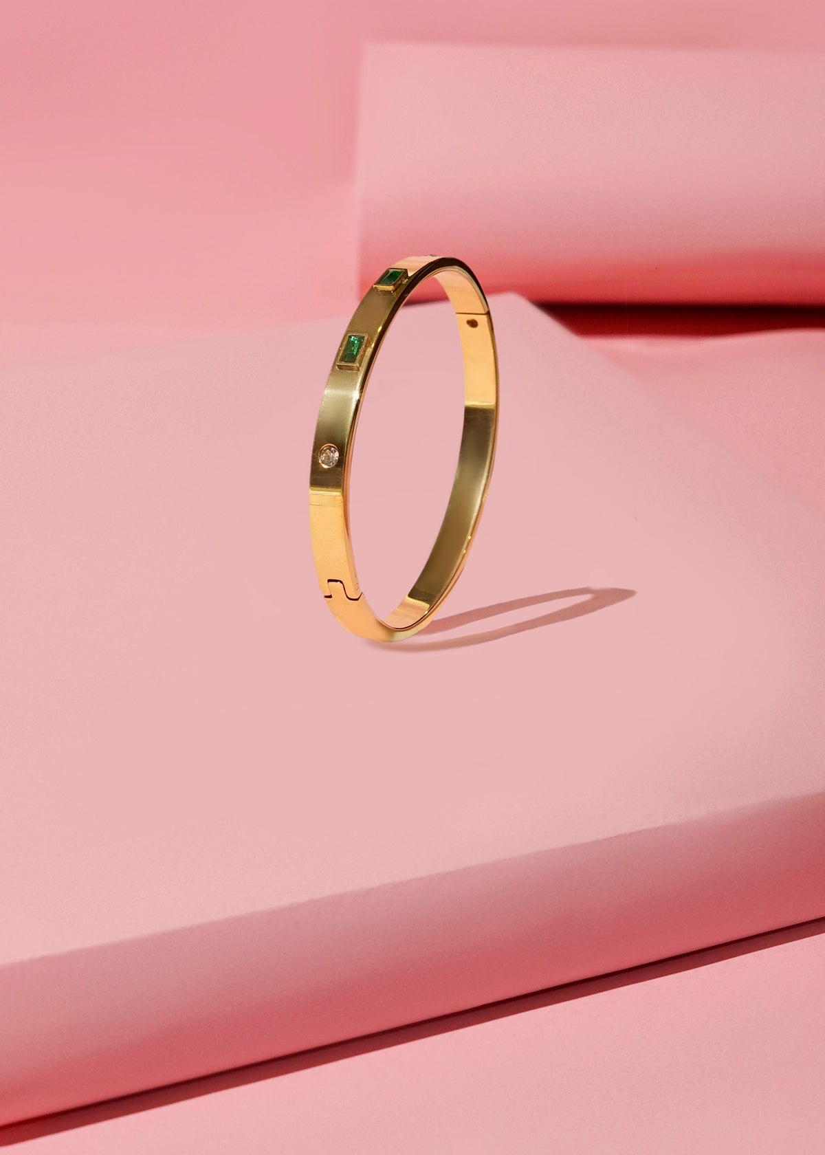 Emerald & Diamond Accent Bangle
