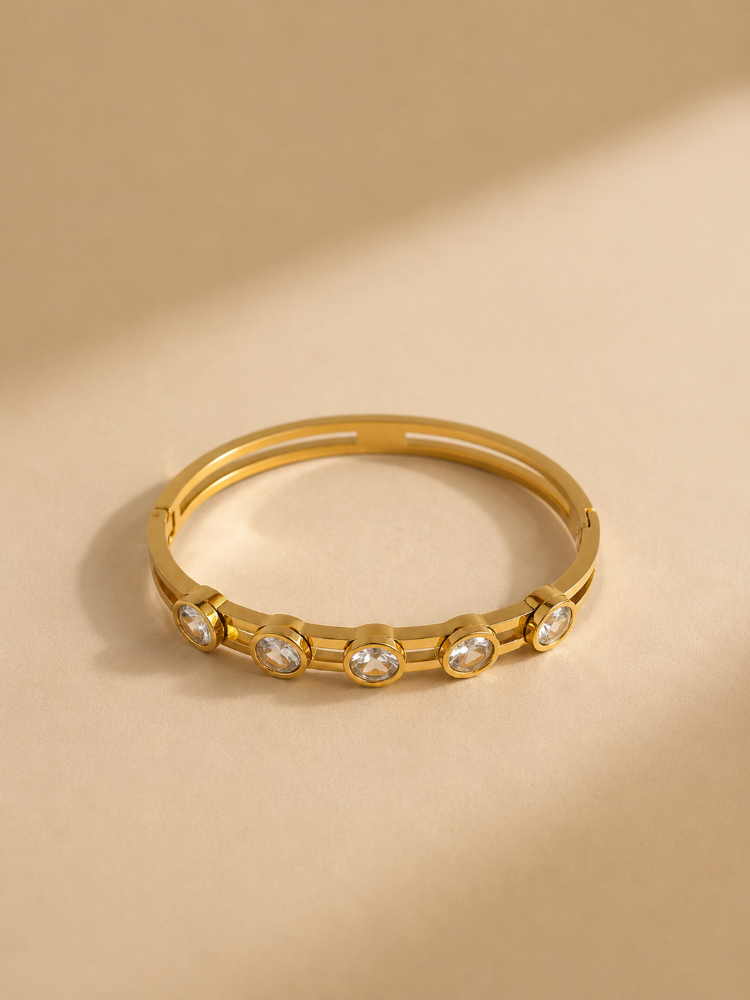 Linea Double Rail Gold Bangle