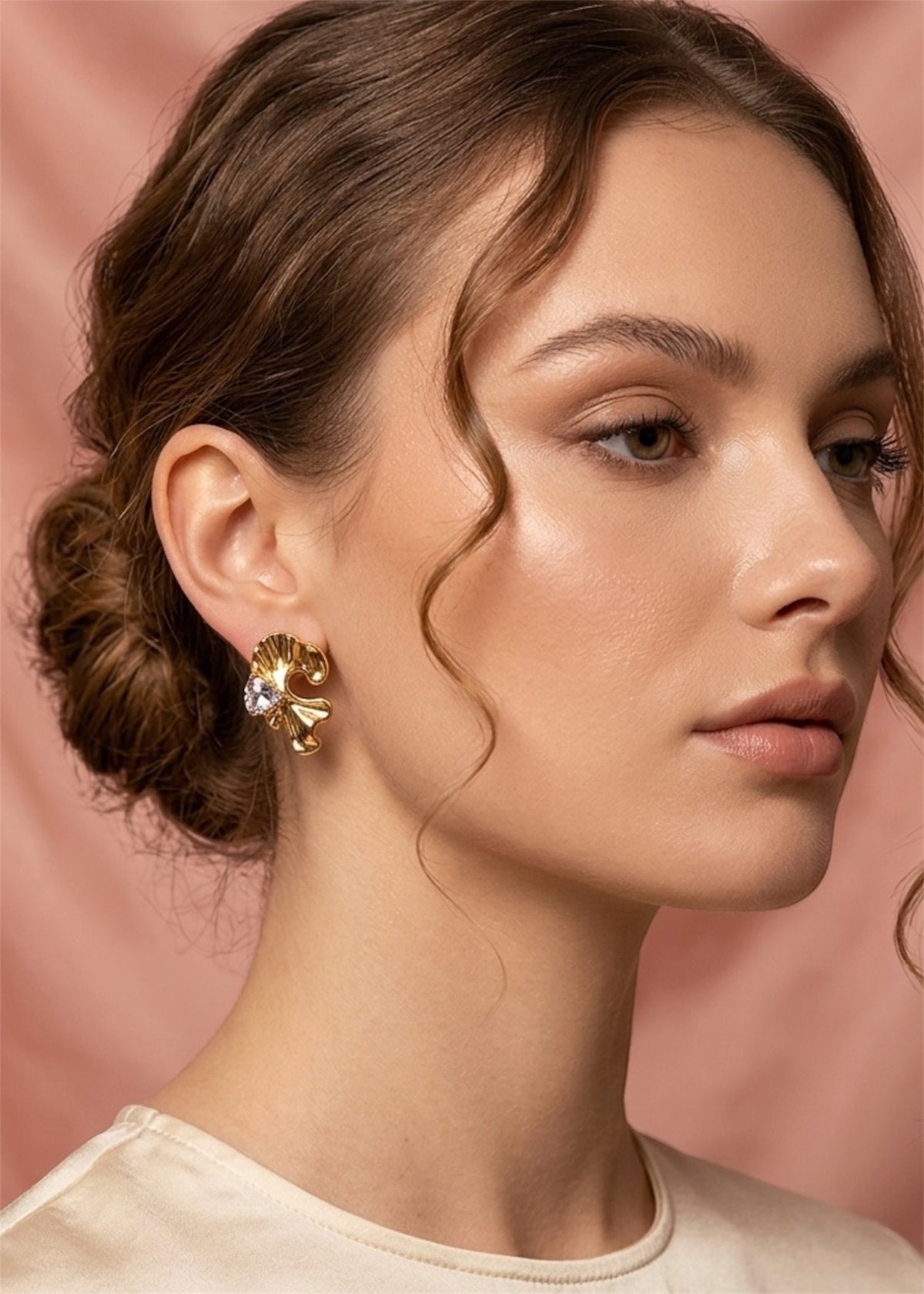 Gold Textured Statement Earrings