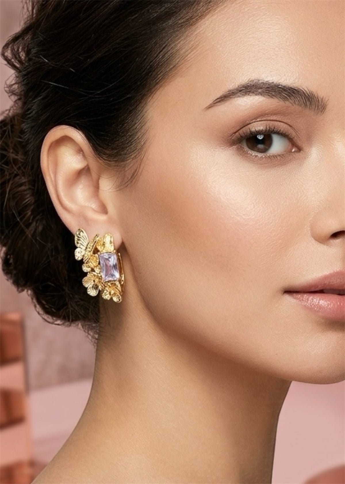 Floral Crystal Statement Stud Earrings