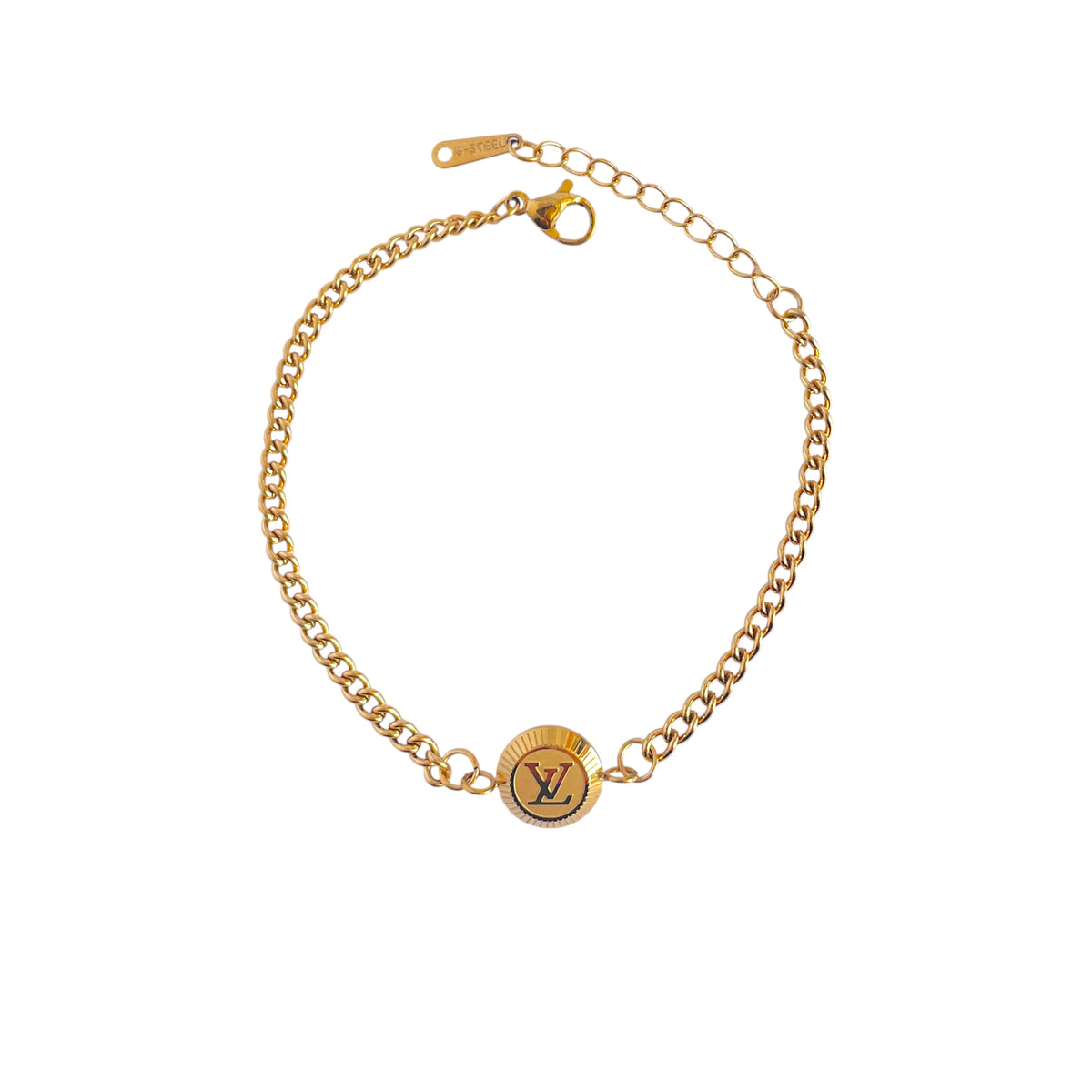 Round Medallion Curb Chain Bracelet