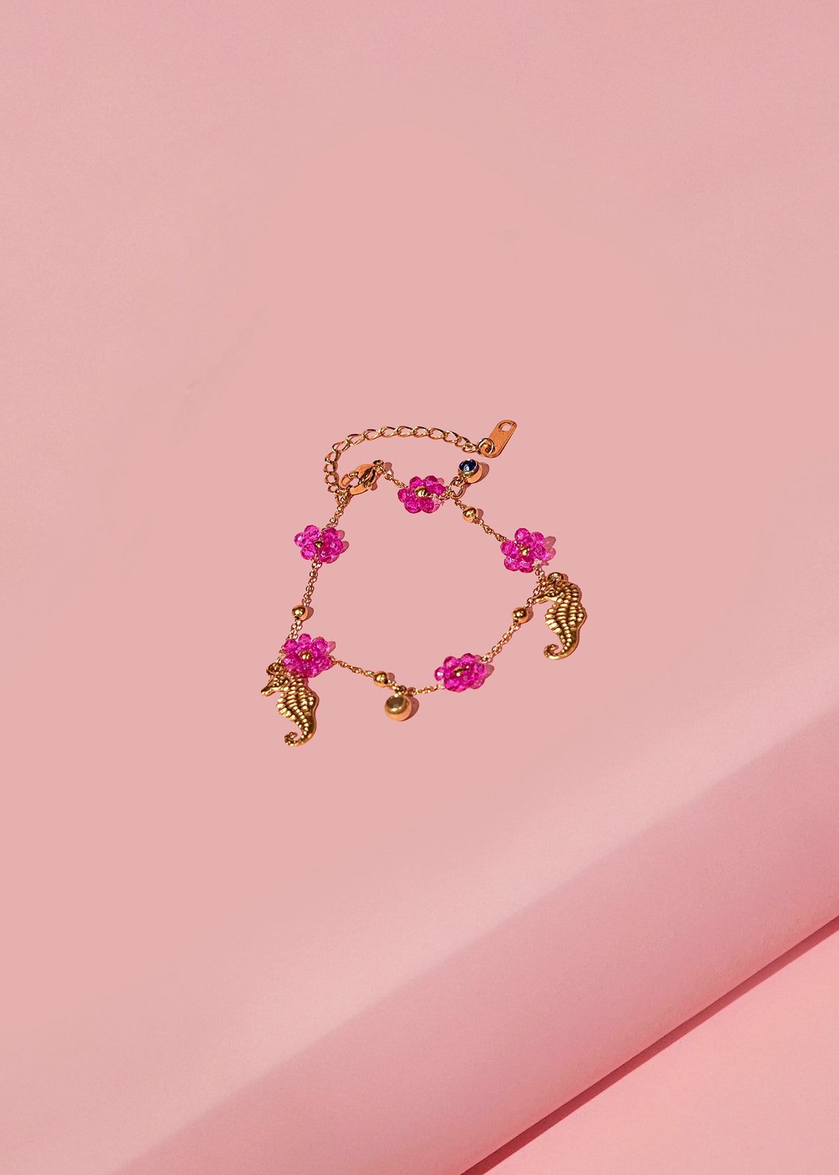 Pink Floral Charm Bracelet