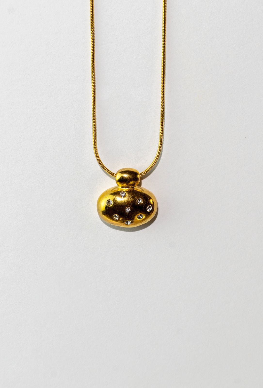 Gold Dome Crystal Pendant Necklace