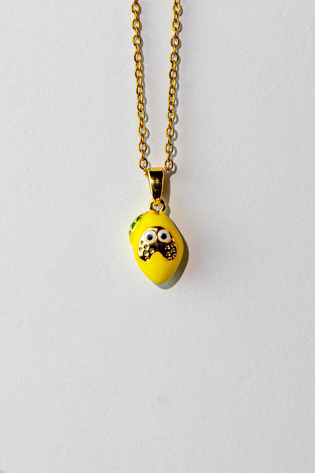 Yellow Lemon Charm Necklace