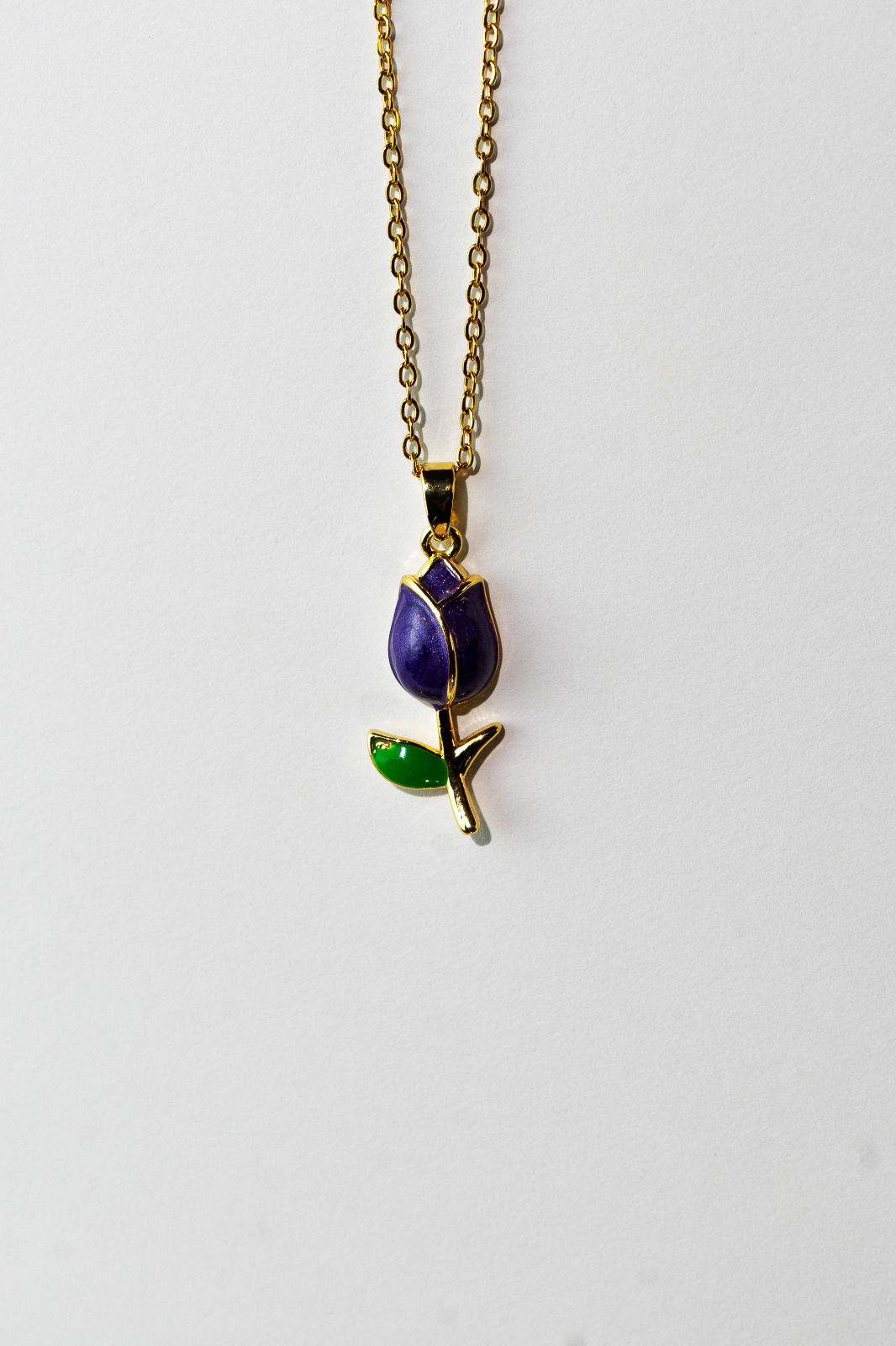Purple Tulip Pendant Necklace