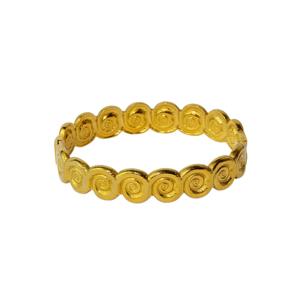 Gold-Tone Spiral Disc Designer Bangle