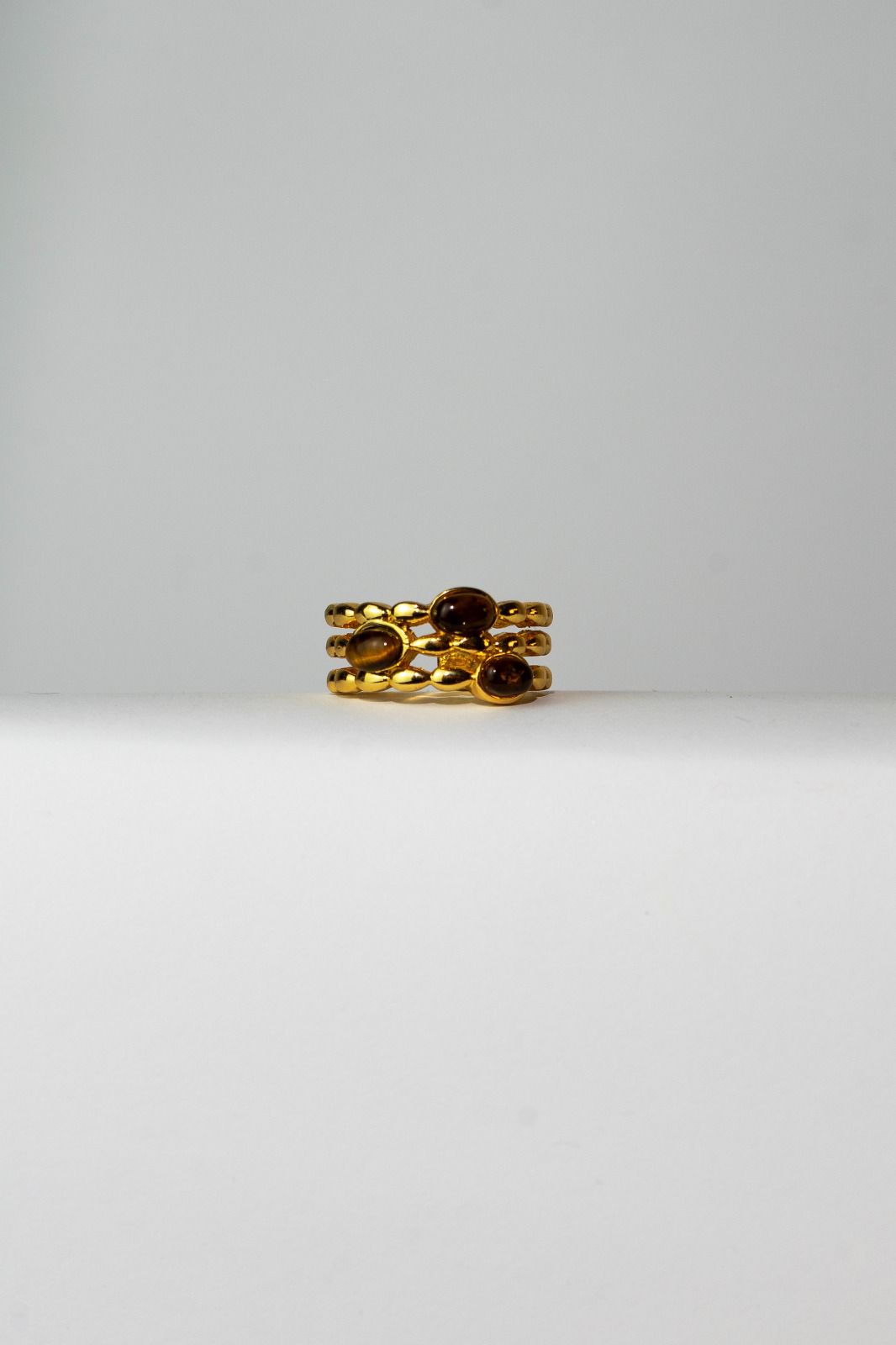 Triple Band Stone Accent Ring