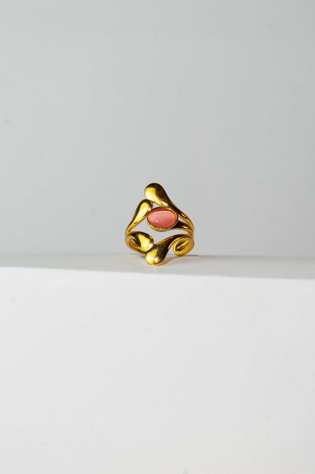 Abstract Pink Stone Statement Ring