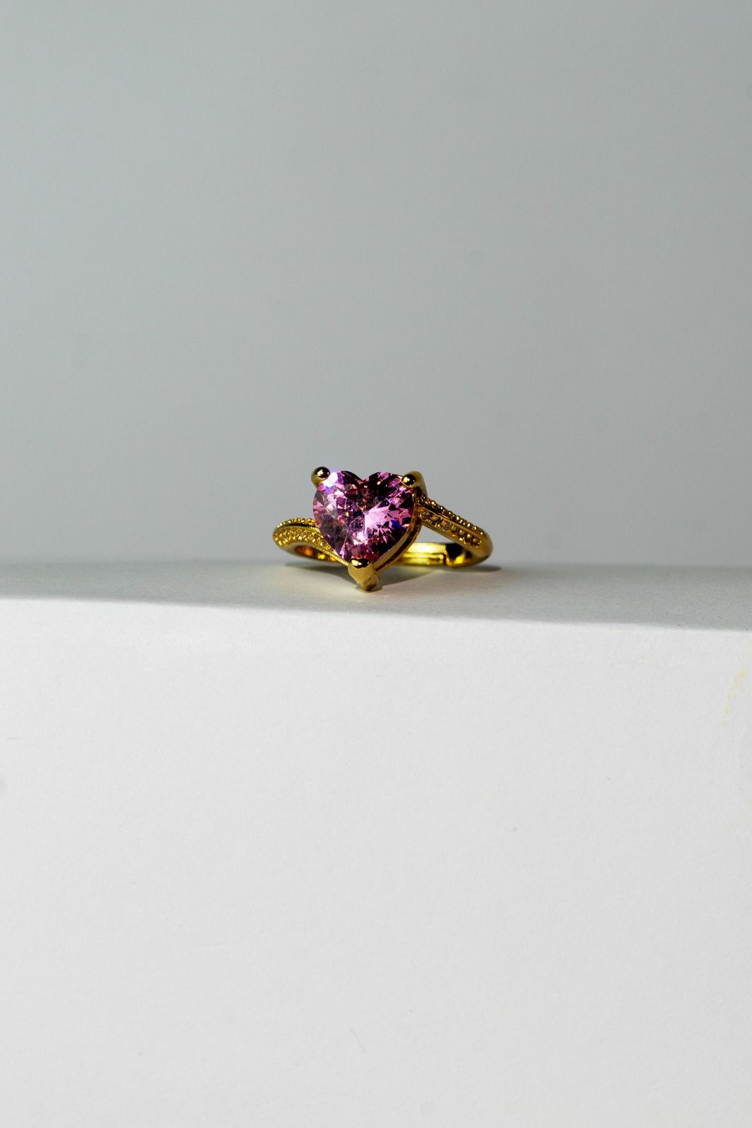 Heart-Cut Pink Gem Ring