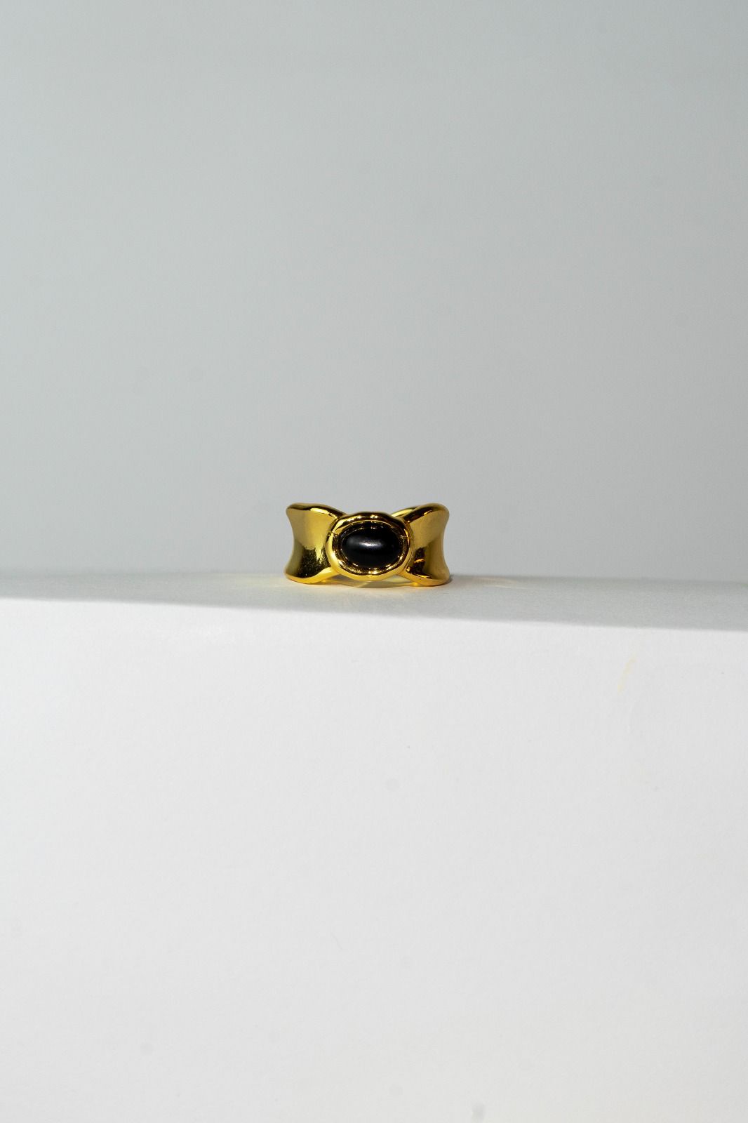 Black Stone Bow Ring