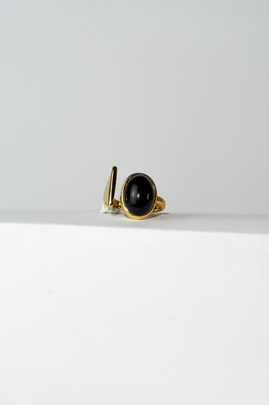 Black Oval Cabochon Statement Ring